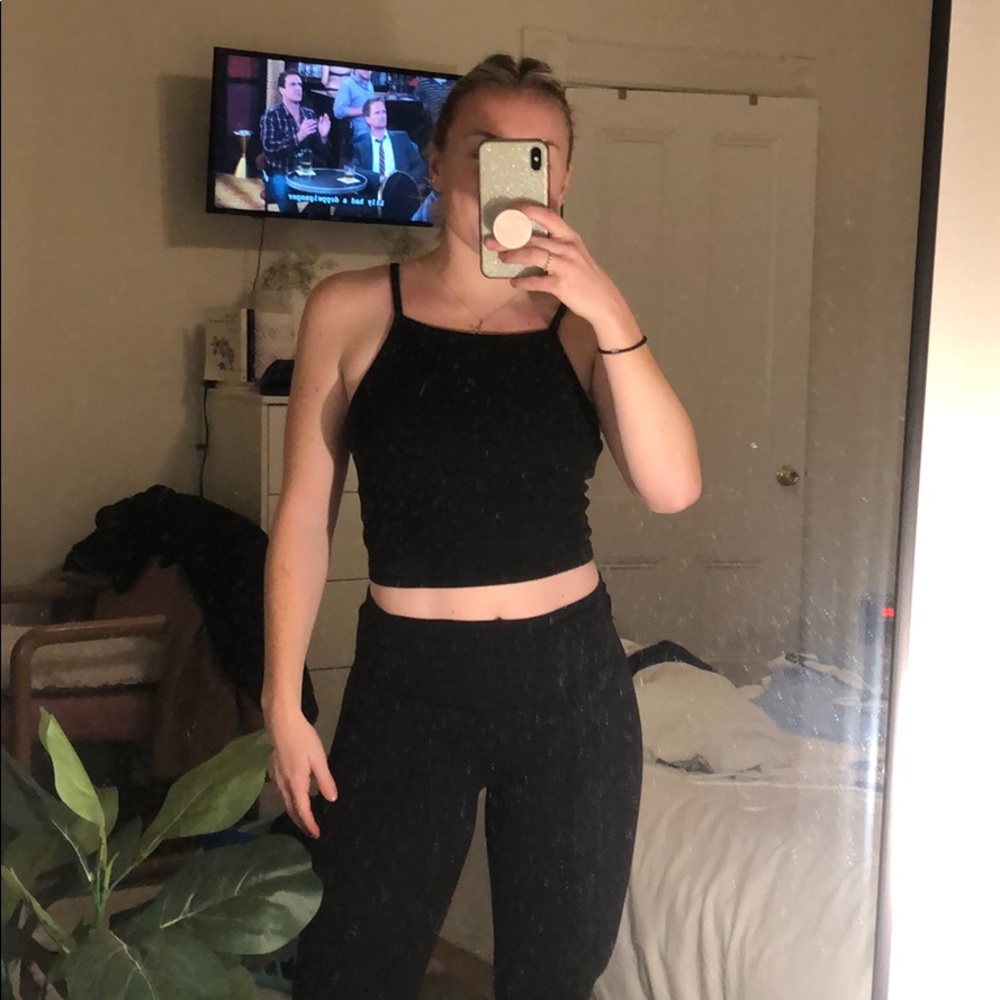 Black Ribbed High Neck Crop Top